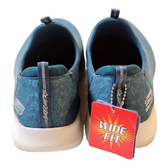 SKECHERS - 8.5W WOMENS ULTRA FLEX - PURE SPARK SLIP ON SHOES Blue Teal - Picture 8 of 13